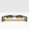 Acrylic Bronze Double Bowl Elevated Pet Feeder For Large & Small Dogs