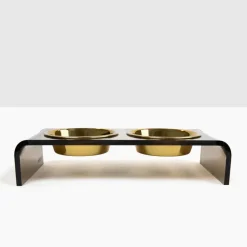 Acrylic Bronze Double Bowl Elevated Pet Feeder For Large & Small Dogs