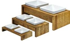 Artisan Double Bowl Dog Feeder With Wood Stand - Bamboo