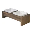 Bowsers Artisan Double Bowl Dog Feeder With Wood Stand - Walnut
