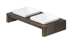 Bowsers Artisan Double Bowl Dog Feeder With Wood Stand - Walnut