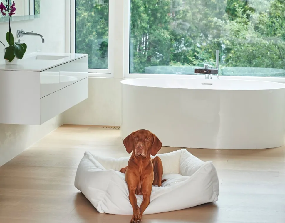 Bowsers Scoop Dog Bed With Soft Faux Fur Washable Cover