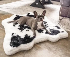 Faux Cowhide Rug Memory Foam Large Dog Bed