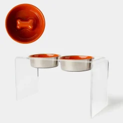 Hiddin ceramic slow feeder dog bowls with acrylic stand