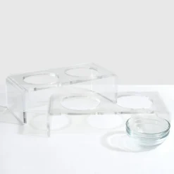 Hiddin Clear Glass Bowl Elevated Pet Feeder