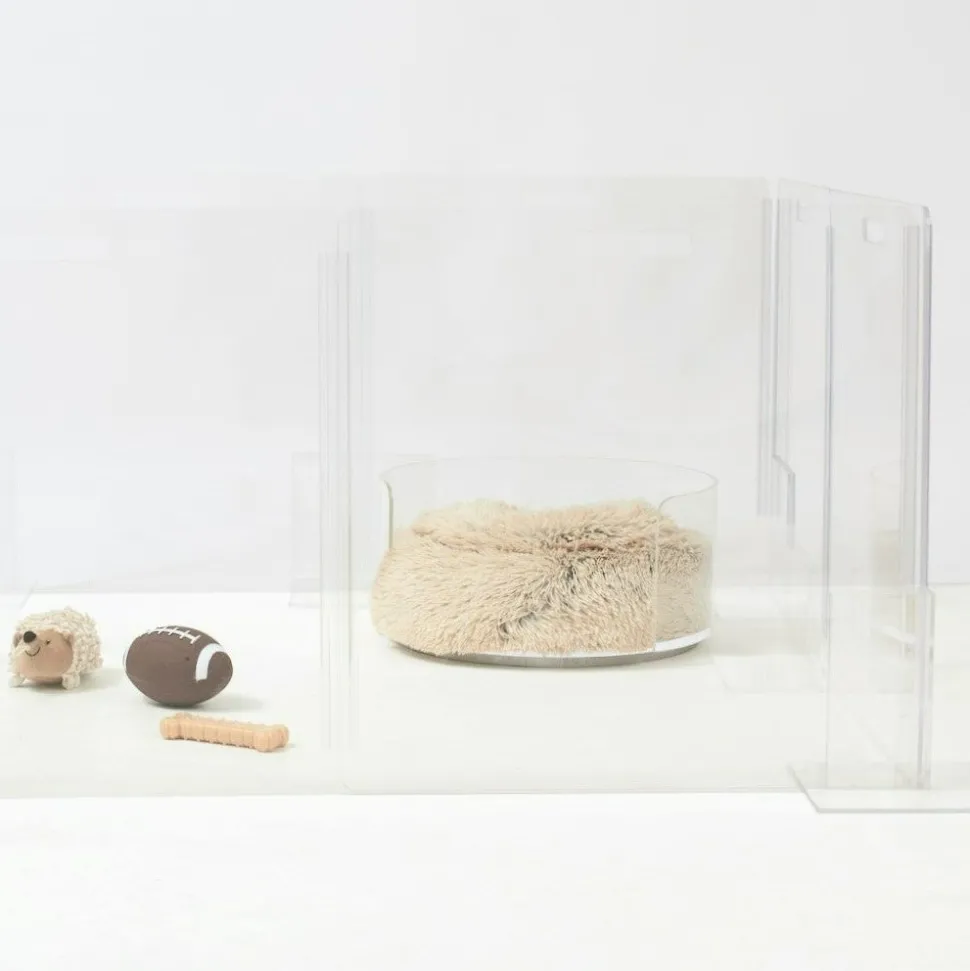 Hiddin Clear Lucite Round Cat & Dog Bed with Donut Cushion