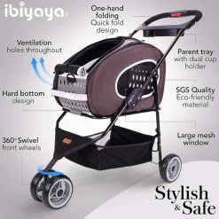 Ibiyaya Eva Convertible Pet Stroller For Cats & Dogs