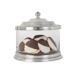 Match Pewter Glass Cookie Jar with Dog Finial