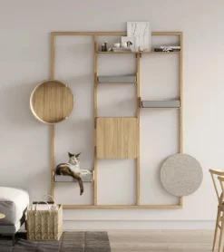 Miacara Alto Designer Cat Tower in Oak Wood