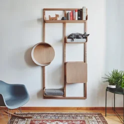 Miacara Alto Designer Cat Tower in Oak Wood