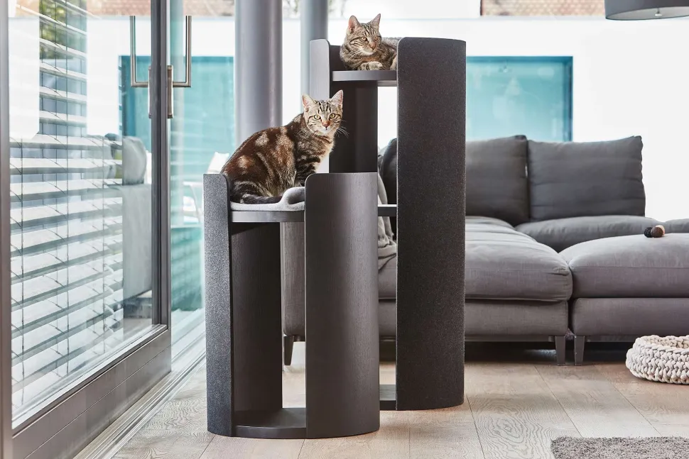 Modern Torre Cat Scratching Post With Cushion - Black
