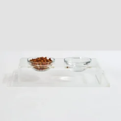 Pet Feeder with Glass Bowls, Acrylic Stand & Tray