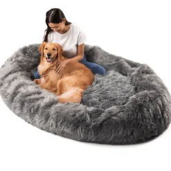 PupCloud Human-Size Faux Fur Memory Foam Dog Bed
