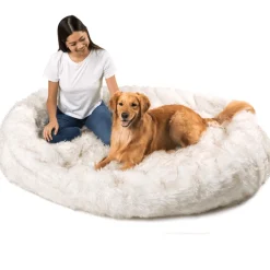 PupCloud Human-Size Faux Fur Memory Foam Dog Bed