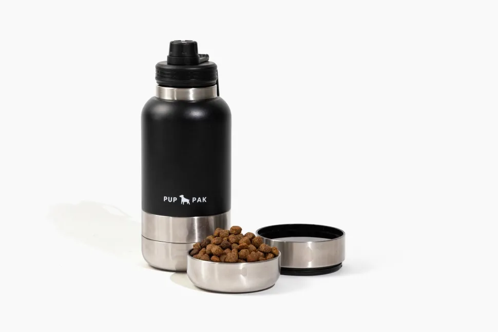 PupPak Dog Travel Water Bottle with Detachable Food & Water Bowls