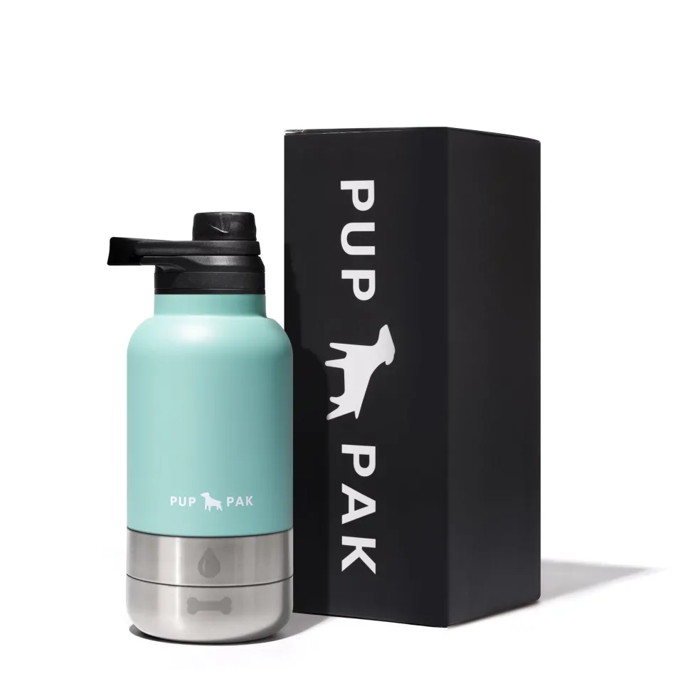 PupPak Dog Travel Water Bottle with Detachable Food & Water Bowls