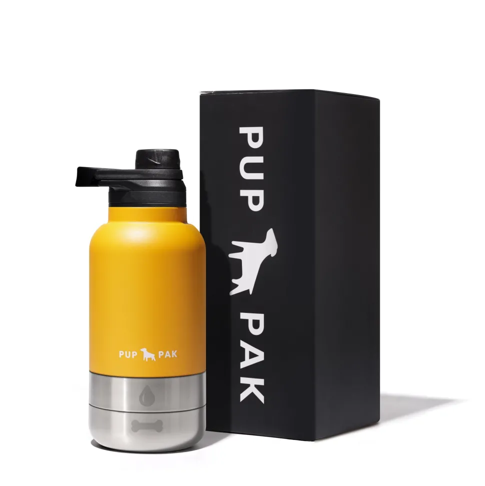 PupPak Dog Travel Water Bottle with Detachable Food & Water Bowls