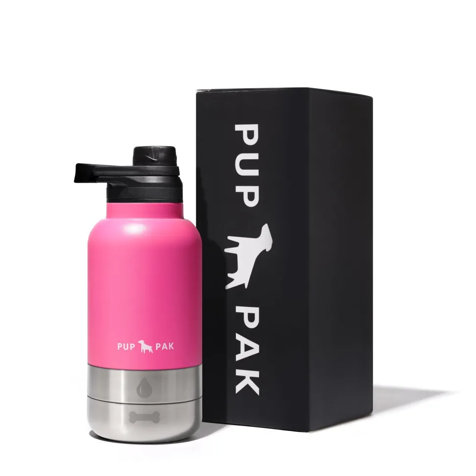 PupPak Dog Travel Water Bottle with Detachable Food & Water Bowls