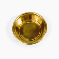 Three bowl elevated dog feeder with acrylic stand and lead-free stainless steel bowls Gold